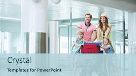  Presentation with family children - Slide deck enhanced with children at the airport background and a light blue colored foreground