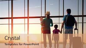  Presentation with conflicts parents and children - Audience pleasing slides consisting of children at the airport backdrop and a coral colored foreground