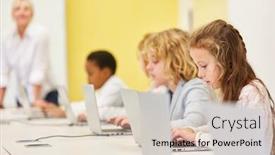  Presentation with school children - PPT theme consisting of children-at-the-laptop background and a lemonade colored foreground