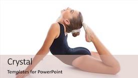  Presentation with rhythmic gymnastics gymnastics - Audience pleasing PPT theme consisting of children athlete - kid girl rhythmic gymnastics exercises backdrop and a coral colored foreground