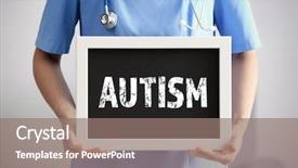  Presentation with autism children - Slide deck featuring children autism concept female doctor background and a gray colored foreground