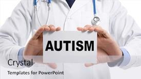  Presentation with autism children - Presentation design consisting of children autism concept male doctor background and a light gray colored foreground