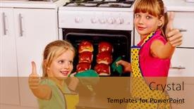  Presentation with chocolate - Beautiful presentation design featuring children-bake-chocolate-buns backdrop and a gold colored foreground