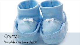  Presentation with baptism - Slide deck featuring children baptism - blue baby booties on white background and a light blue colored foreground