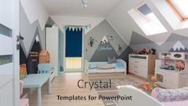  Presentation with children - Slide set with children-bedroom-for-a-boy background and a coral colored foreground