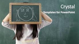  Presentation with black girl - PPT layouts featuring children behavior - girl holding black board background and a gray colored foreground