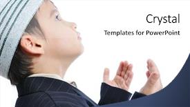  Presentation with muslim - Beautiful PPT theme featuring children behavior - muslim little cute kid backdrop and a white colored foreground
