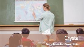  Presentation with elementary school - PPT layouts featuring children behavior - naughty pupil about to throw background and a coral colored foreground