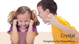  Presentation with behavior - Amazing presentation theme having children behavior - quarreling kids - boy shouting backdrop and a yellow colored foreground
