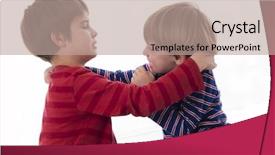  Presentation with behavior - Colorful PPT layouts enhanced with children behavior - two brothers fighting backdrop and a coral colored foreground