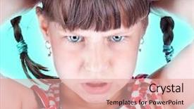 Presentation with go green - Cool new slides with children behavior - upset little green eyed girl backdrop and a coral colored foreground