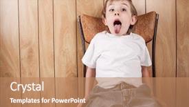  Presentation with behavior - Audience pleasing PPT theme consisting of children behavior - young boy sitting backdrop and a coral colored foreground