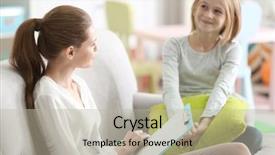  Presentation with young children - PPT theme having children behavior - young female psychologist working background and a mint green colored foreground