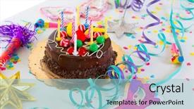  Presentation with children birthday - Beautiful presentation theme featuring children birthday party with chocolate backdrop and a light blue colored foreground