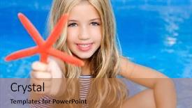  Presentation with children little child girl plays - Beautiful slides featuring children blond girl in summer backdrop and a coral colored foreground