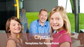  Presentation with school transportation - Slides having children boarding a bus background and a coral colored foreground