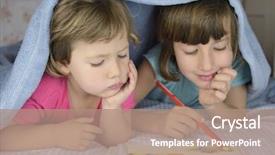  Presentation with ion - Slide set featuring children bonding together ion bad background and a coral colored foreground