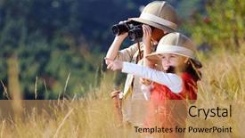  Presentation with children playing - Slides having pretending to be on safari background and a coral colored foreground