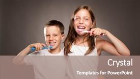  Presentation with teeth - Beautiful slides featuring children brushing her teeth backdrop and a coral colored foreground