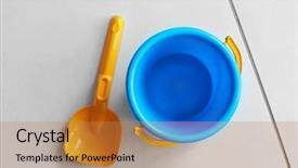  Presentation with tile - PPT theme having children bucket and shovel background and a gold colored foreground
