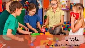  Presentation with building blocks - Presentation with children building blocks in kindergarten background and a red colored foreground
