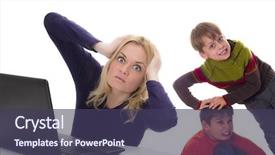  Presentation with working mother - Slide set featuring children business - frustrated working mother with fighting background and a tawny brown colored foreground