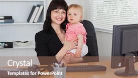 Presentation with good - Cool new presentation theme with children business - good looking brunette woman posing backdrop and a  colored foreground