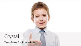  Presentation with child boy hold basket - Presentation design with children business - little smiling child boy gesturing background and a light gray colored foreground