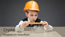  Presentation with engineering - Slide set with children business - portrait of little boy background and a mint green colored foreground