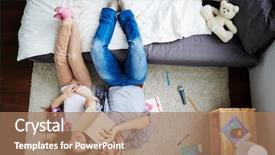  Presentation with children reading - PPT layouts having children carpet reading - teenage girl and her middle-aged background and a coral colored foreground