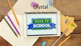  Presentation with back school - Audience pleasing theme consisting of children case study - colourful stationery and tablet backdrop and a coral colored foreground