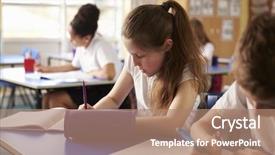  Presentation with school kids - Beautiful theme featuring children case study - two kids working at their backdrop and a coral colored foreground