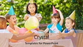  Presentation with children birthday - Slide deck having children celebrate birthday of friend background and a coral colored foreground
