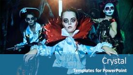  Presentation with celebrate - Slide set featuring children-celebrate-halloween background and a teal colored foreground