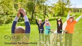  Presentation with winner cup - Colorful presentation theme enhanced with children-celebrate-their-success backdrop and a yellow colored foreground