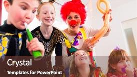  Presentation with birthday kids - Presentation theme with children celebrating birthday party background and a tawny brown colored foreground