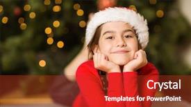  Presentation with living room - Slides having children christmas - festive little girl smiling background and a  colored foreground