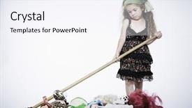  Presentation with kid police - Slides enhanced with children cleaning - expressive kid background and a sky blue colored foreground