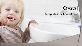  Presentation with teen girl tech - Audience pleasing presentation theme consisting of children cleaning - girl in bathroom brushing teeth backdrop and a  colored foreground