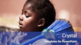  Presentation with african children - Beautiful PPT theme featuring children cleaning - portrait of a beautiful african backdrop and a ocean colored foreground