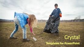  Presentation with children - Amazing PPT theme having children cleaning scavenge children collect backdrop and a tawny brown colored foreground