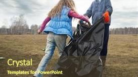  Presentation with children anxiety - Colorful slide deck enhanced with children cleaning scavenge children collect backdrop and a tawny brown colored foreground