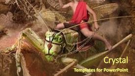  Presentation with warrior - Beautiful slides featuring children clip art - boy warrior riding on grasshoppers backdrop and a tawny brown colored foreground