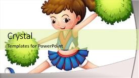  Presentation with earth science green and white - Colorful PPT theme enhanced with children clip art - illustration of a cheerdancer backdrop and a blonde colored foreground