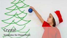 Presentation with christmas tree - Colorful theme enhanced with children clip art - kid decorating a christmas tree backdrop and a soft green colored foreground