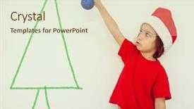  Presentation with christmas tree - Audience pleasing slides consisting of children clip art - kid decorating a christmas tree backdrop and a sky blue colored foreground