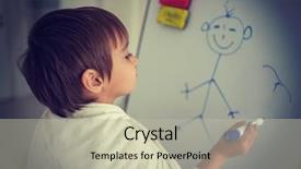  Presentation with airport boarding board - Slide deck consisting of children clip art - little boy painting and drawing background and a mint green colored foreground