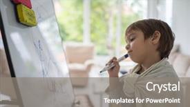  Presentation with canvas - Cool new theme with children clip art - little boy painting and drawing backdrop and a gray colored foreground