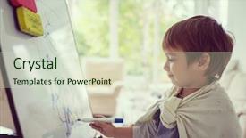  Presentation with airport boarding board - PPT layouts enhanced with children clip art - little boy painting and drawing background and a soft green colored foreground