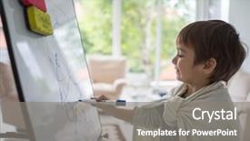  Presentation with children painting - Beautiful slide deck featuring children clip art - little boy painting and drawing backdrop and a gray colored foreground